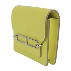 Hermès-Portefeuille bi-fold Hermes Lauris Luli en lime-Doré