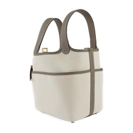 Hermès-Sac à main Hermes Picotin Lock PM-Écru,Taupe