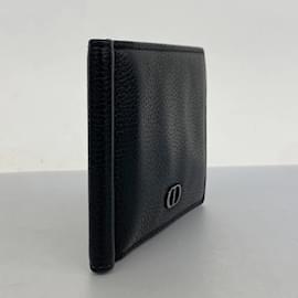 Christian Dior-Christian Dior Black Leather Bi-Fold Wallet-Black