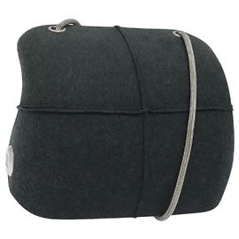 CHANEL Bolsa de Ombro Hip de Algodão Cinza CC Auth bs26216 Marrom