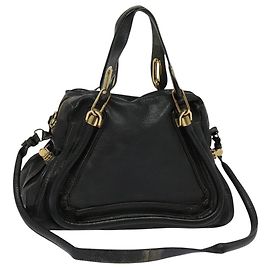Chloé Borsa a Spalla Chloe Paraty in Pelle Nera e Oro Auth 125562 Nero D'oro