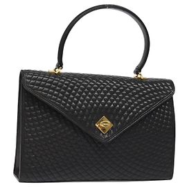 Borsa a mano BALLY in pelle nera e oro Auth gh201 Nero D'oro
