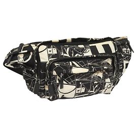 PRADA Shoulder Bag Nylon Black Silver Auth 125913 Black Silvery