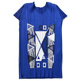 Issey Miyake Pleats Please Appliqué Trim Top Blue