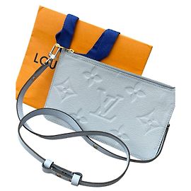 Louis Vuitton Clutch Bag Blue Leather Blue
