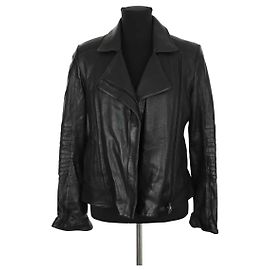 Hugo Boss Schwarze Lederjacke Schwarz