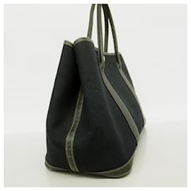 Hermès-Sac Tote Hermes Garden PM Toile Officier Noir-Noir