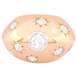 Autre Marque Rose gold dome ring with diamonds. Other