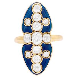 Autre Marque Bague "marquise" or jaune, diamants, émail.  Autre
