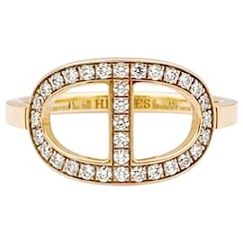 Hermès ring, 'Chain Anchor Outline', rose gold, diamonds. Other