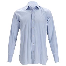 Tom Ford Button-Down Popeline-Hemd aus hellblauem Baumwollstoff Blau Hellblau