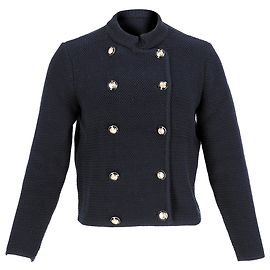 Ba&sh Louman Double-Breasted Cardigan in Navy Blue Cotton Blue Navy blue