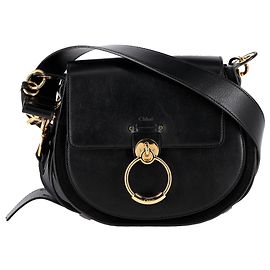 Bolsa de ombro Chloé Small Tess em couro de bezerro preto Preto
