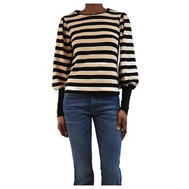 Bellerose Pull rayé beige et noir - taille UK 6 Autre
