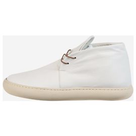 Fausto Santini Sapatos de couro branco com cadarço - tamanho EU 39 Branco