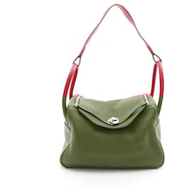 Hermès-Sac à épaule 2 en 1 Hermes Lindy Taurillon Clemence-Rouge