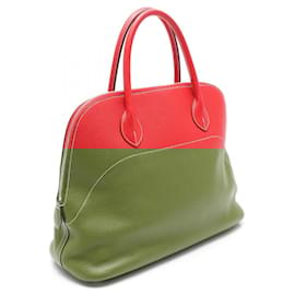 Hermès-Sac à main Hermès Bolide 35 en cuir Togo-Rouge