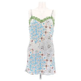 John Galliano Mini robe en soie Bleu