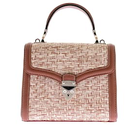 Aspinal Of London Sac "Midi Mayfair" en raffia et cuir camel Camel
