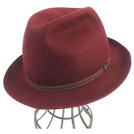 & Other Stories Borsalino Rabbit Felt Fedora Hat Bordeaux Brown Dark red