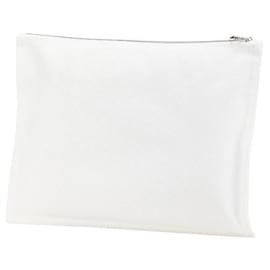 Hermès-Pochette plate Adada GM motif cheval en toile Hermes-Blanc