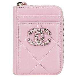 Chanel CHANEL19 Lambskin Coin Case Pink