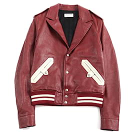 Yves Saint Laurent Saint Laurent Lambskin Leather Jacket 46 Red