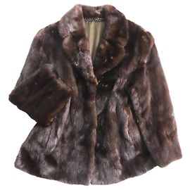 & Other Stories Mink Real Fur Short Coat Jacket Dark Brown Brown Dark brown