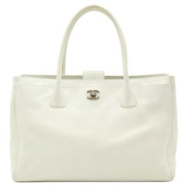 Chanel Executive Line Leather Tote Bag White