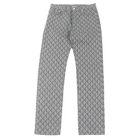 Jeans de couro de algodão com logo Dior cinza 31 Marrom