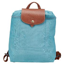 Longchamp Le Pliage Nylon Leather Backpack Brown Blue