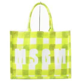 & Other Stories MSGM Logo Gingham Check Tragetasche Hellgrün Weiß Hellgrün