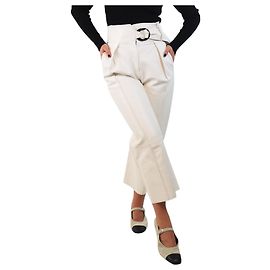 Petar Petrov White high-waisted cropped leather pants - size UK 8 White