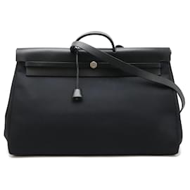Hermès-Sac 2 en 1 Hermes Herbag TGM Toile Officier-Noir