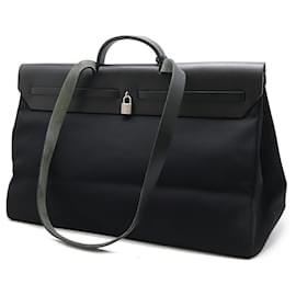 Hermès-Sac 2 en 1 Hermes Herbag TGM Toile Officier-Noir