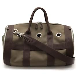Hermès-Hermes Dog Carrier Canvas Leather 2way Pet Bag-Green,Khaki,Dark brown