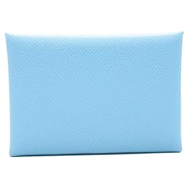 Hermès-Porte-cartes Epsom Calvi Duo d'Hermès-Bleu