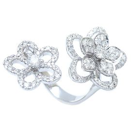 Anillo Doble Diamante Wildflower Graff K18WG Blanco