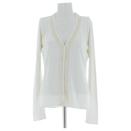 Christian Dior Weißer Cardigan mit Spitze Beige