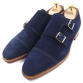 & Other Stories John Lobb William Double Monk Strap Suede Leather Shoes Blue Other