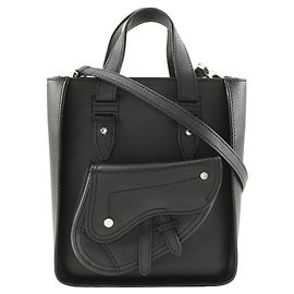 Bolsa mini tote Dior Saddle em couro 2 em 1 Preto