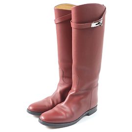Hermès Hermes Kelly Leder Springstiefel rot 37 Rot Lila