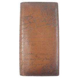 Berluti Scrit Calligraphy Leather Wallet Brown