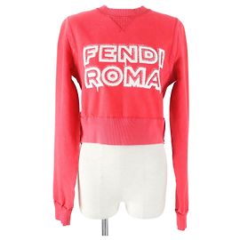 Felpa Fendi Logo XXS Rossa Cotone Zip Laterale Rosso