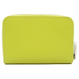 Hermès-Porte-cartes compact en veau Epsom Zip AngoH d'Hermès-Jaune