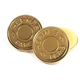 Hermès-Boutons de manchette ronds en or Hermes-Doré
