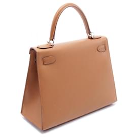 Hermès-Sac à main Hermes Kelly Lettre 28 Epsom-Marron,Rouge,Doré,Autre