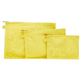 Hermès-Set de 3 pochettes en coton Bora Bora d'Hermès-Jaune