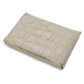 Hermès-Étui à cartes en alligator Mat Hermes Calvi-Beige