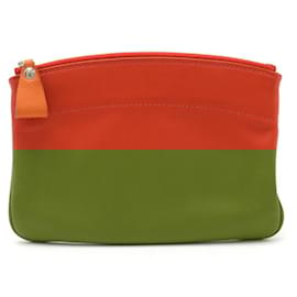 Hermès-Pochette de maquillage en cuir Hermes X Stamp (2016)-Orange